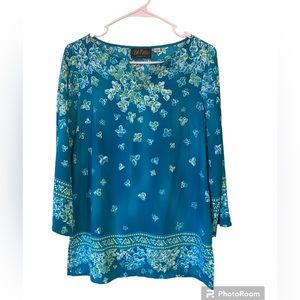 Bob Mackie's Heavenly Hydrangea Printed Tunic Size XXS NWOT